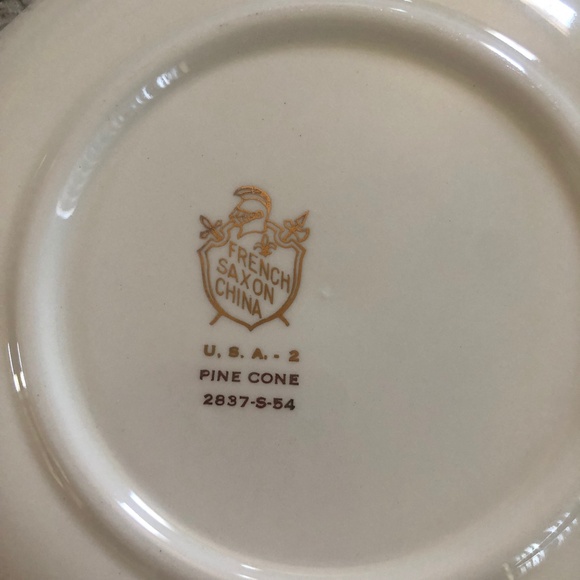 French Saxon China Pine Cone Tea Cups Saucers Plates Set 2837-S-54 Lot Bundle - Picture 5 of 7